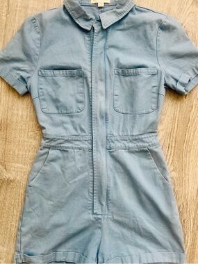 Urban Outfitters Light Blue Short Sleeve Utility Romper